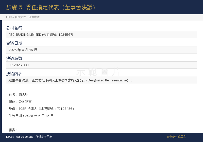 指定代表委任決議 真實範例